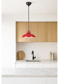 Resim Çakır Kırmızı Modern Metal Salon - Mutfak - Cafe Sıvama Tekli Sarkıt Avize Kırmızı 