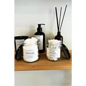 Resim Lyn Home & Decor 2 Li Çizgi Cam Kavanoz - Pamuk ve Kulak Pamuğu Kavanozu 