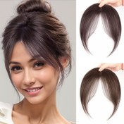 Resim Kadınlar için Isıya Dayanıklı Lifler, Ayarlanabilir Snap Mesh Kap, Makas Bangs Stili, Yüksek Sıcaklık Fiber Saç Malzemesi ile Şık Düz Sentez Saç Peruk 