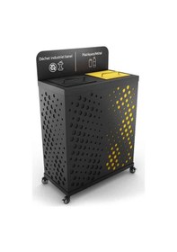 Resim Paslanmaz Geri Dönüşüm 2'li Kutusu Sıfır Atık Kutusu Çöp Ayrım 