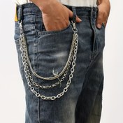 Resim 1 adet Erkekler için Çok Katmanlı Parti Hip-hop Kot Aksesuarı Alaşım Pantolon Zinciri 