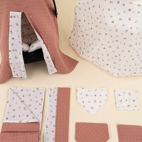Resim 9 Parça Avantajlı Set - Çift Taraflı - Gül Kurusu Muslin - Çiçekler 