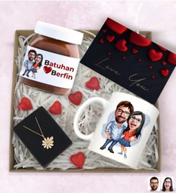 Resim Bk Gift Sevgiliye Özel Karikatürlü Hediye Seti-5, Sevgililer Günü Hediyesi, Yıl Dönümü Hediyesi, Nut 