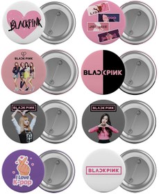 Resim Black Pink Çanta Rozeti Seti 8 Adet En Büyük Boy 5.8Cm Iğneli Bro 
