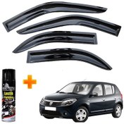 Resim Dacia Sandero Mügen Cam Rüzgarlığı 2008-2012 Arası 4 Lü Takım +500ml Lastik Parlatıcı 