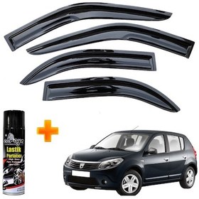 Resim Dacia Sandero Mügen Cam Rüzgarlığı 2008-2012 Arası 4 Lü Takım +500ml Lastik Parlatıcı 