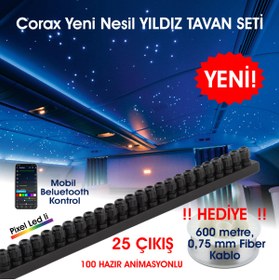 Resim coraxads Fiber Optik Aydınlatma Seti, Star Light - Rolls Royce - 25 Çıkışlı Modül 600 Mt Fiber 