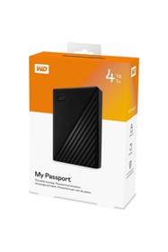 Resim WESTERN DIGITAL WD WDBPKJ0040BBK-WESN, MyPassport 4TB 2,5" USB3.2, Taşınabilir, Harici HDD, Siyah, (Türkiye Di 