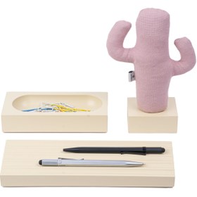 Resim Kayigo Woody Krem Üçlü Ofis Seti - Pembe Cactus 