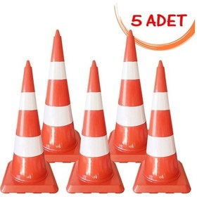 Resim Trafik Dubası 75 Cm Trafik Konisi Plastik Otopark Yol Duba Trafik Koni 5 Adet 