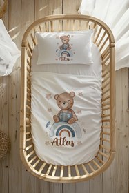 Resim özgürce Yumuşak Pamuk Saten Bebek Beşik Nevresim Takımı, 60x100 cm, İsimli 