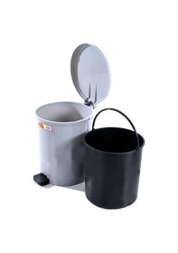 Resim Omnipazar Sy-4232 Gri Pedallı Yuvarlak Çöp Kovası İç Kovalı 25 Litre Gri 