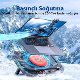 Resim Memo FL08 7 Seviyeli Yükseklik Ayarlanabilir Dizüstü Bilgisayar Soğutucu Yükseltici Braket Turbo Fan Soğutma Radyatörü 