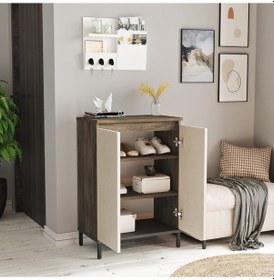 Resim Robin Home Gloria Çok Amaçlı Dolap Ayakkabılık Metal Ayaklı Bej 