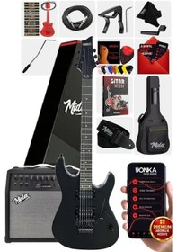Resim Midex GRX-300-50-AMP Profesyonel Elektro Gitar Seti 50 Watt Gainli Şarjlı Bluetooth'lu Amfi ve Full Set 