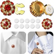 Resim 1 adet Sekin Buton Seti, 10 adet 11.5mm Dikiş Butonları, Kristal Butonlar Erkek ve Kadın Kostümleri için, DIY Dikiş ve Festival Dekoru, Metal, Beyaz/Kırmızı/Siyah/Yeşil 