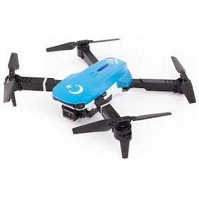 Resim İlk Dronum Katlanır Çift Kameralı Tek Tuşla Iniş Kalkış Başlangıç Drone Model (3 Bataryalı, Mavi) 