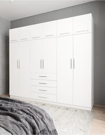 Resim Biray 6 Kapaklı Gardırop Dolap Beyaz 