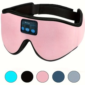 Resim 1 adet Uyku Maskesi Kablosuz Kulaklıklarla, Yan Uyuyanlar İçin 3D Kablosuz Uyku Maskesi - Şarj Edilebilir Polyester Seyahat Gerekliliği, Siyah Mavi Detaylarla, Uyuyanlar İçin İdeal Hediye, Uyku Maskesi 