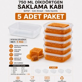 Resim Aksaray Arıcılık Bal Saklama Kapı Dikdörtgen - 750 ml (Petek Bal Için 1 Kg) 