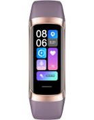 Resim Ince Akıllı Saat Erkek Kadın Akıllı Bilezik Bileklik 1.1 İnç Amoled Kalp Hızı Mor 