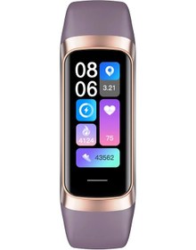 Resim Ince Akıllı Saat Erkek Kadın Akıllı Bilezik Bileklik 1.1 İnç Amoled Kalp Hızı Mor 