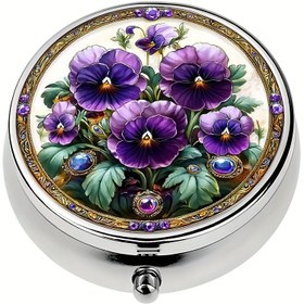 Resim 3 Bölmesi Olan Mor Kapsülü, Mini Kapsülü, Cüzdan Kapsülü, Seyahat Taşınabilir Kapsülü, Benzersiz Bir Cadılar Bayramı Ve Noel Hediyesi. 