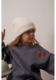 Resim Gri Omuz Nakışlı Çocuk Sweatshirt Gri 