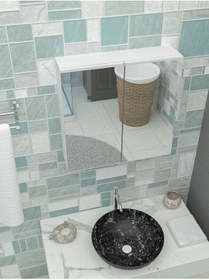 Resim AZZURİ Furniture Lavabo Üstü Aynalı 2 Kapaklı Banyo Dolabı Azr-6015 