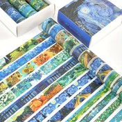 Resim 20 Rulo Van Gogh İlhamlı Washi Bant Seti Scrapbooking, Bullet Journals, Kendin Yap El Sanatları için - Su Geçirmez Olmayan Yıldızlı Gökyüzü ve Sanat Resim Tasarımı Maskeleme Bandı - Her Biri 2M Dekoratif Yapışkan Bant 