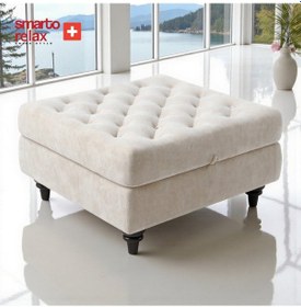 Resim Smarto Relax Puf Brienz Ayaklı Kare Kapitoneli Dekoratif 100x100x45 Cm Ekru Ekru 