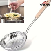 Resim WONGIRL Premium Paslanmaz Çelik Süzgeç Ahşap Saplı - Pişirme, Yiyecek Hazırlama & Yağ Filtreleme için İnce Gözenekli Süzgeç Kaşığı - Makarna & Noodle için İdeal, Restoranlar için Mükemmel 