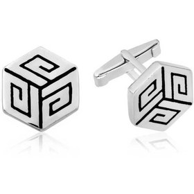 Resim Inure Jewelry ​Gümüş Vintage Desenli Petek Kol Düğmesi 