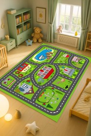 Resim Kessy Home Studio Eğitici Yol Desenli Çocuk Oyun Halısı Dijital Baskı Yıkanablir Kaymaz Taban Çocuk Odası Halısı 2 