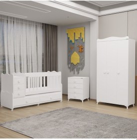 Resim Garaj Home Melina Bebek Odası Yıldız 3 Kapaklı - Beyaz Beyaz 