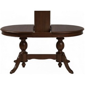 Resim Lindon Çift Baba Ayaklı Açılır Masif Ahşap Oval Yemek Masası 100x170 Ceviz 