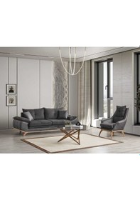 Resim Azir Koltuk Takımı & Bazalı Yataklı Koltuk Takımı 3 1 - Nubuk Bukle Kumaş 