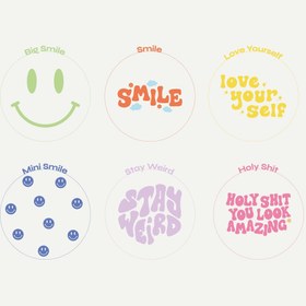 Resim Kendi Aynanı Tasarla / Papatya Ayna - Papatya Ayna / Mini Smile Sticker / Pembe 