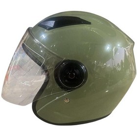 Resim Motosiklet Yarım Kask Ece Belgeli Haki Yeşil 
