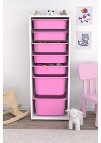 Resim Pratico Zola 7 Sepetli Çok Amaçlı Oyuncak Dolabı Pembe 