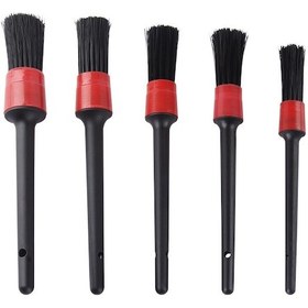 Resim Dofolink Siyah-kırmızı 5'li Araba Yıkama Fırçaları Seti - Haç Koruyucu, Jant, Havalandırma Çıkışı Ve Boşluk Temizliği - Dayanıklı Ve Kompakt Tasarım 