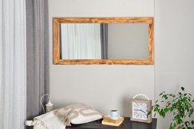 Resim DFN WOOD DOĞAL AHŞAP DİKDÖRTGEN BOY AYNASI, 100X40 