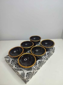 Resim 6 Lı Çerezlik Kahvaltılık Lokumluk Sosluk Reçellik Minik Kase Gold Kenarlı Siyah 