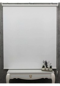 Resim Geniş Plisilimlie Beyaz Eteği D Stor Zebra Güneşlik Perde Alüminyum Kasa, Metal Ayak 