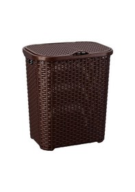 Resim Omnipazar Sy-4626 Plastik Küçük Hasır Desen Kirli Çamaşır Sepeti Kahverengi 