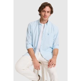 Resim U.s. Polo Assn. Erkek Mavi Gömlek Desenli 50324781-VR036 