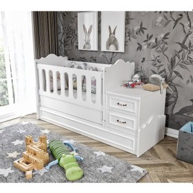 Resim Kznhome Kartopu Büyüyen Beşik Beyaz - Tamamı 1. Kalite Mdf Beyaz 