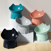 Resim 1 adet WhiskerWare Yüksek Kedi Mama Kabı, Devrilmeyen Plastik Yükseltilmiş Evcil Hayvan Mama Kabı, Eğimli Kenarlı, Boyun Korumalı Kedi Mama ve Su Havzası 