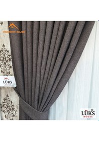 Resim Lüks Koyu Kahverengi Blackout Keten Karartma Pilesiz Fon Perde - Kahverengi 