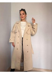 Resim Ali Butik Krem Kol Detaylı Premium Kaşe Kaban Krem 